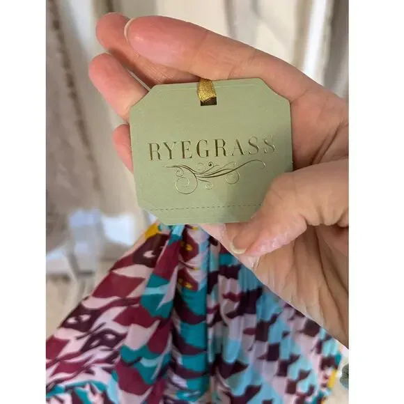 Ryegrass Women's Size XXL Multicolor Sheer Geometric Pleated Blouse #0141 - Picture 7 of 8